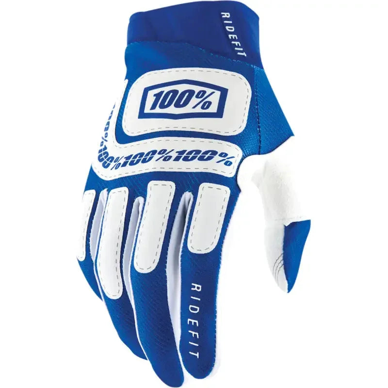 100% RIDEFIT Gloves - weiss-blau / S